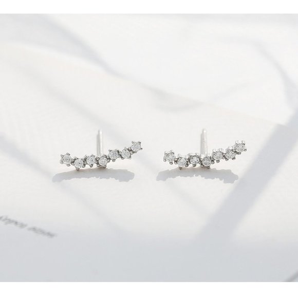 NEW 925 Sterling Silver Diamond Star Earrings A - Picture 5 of 9